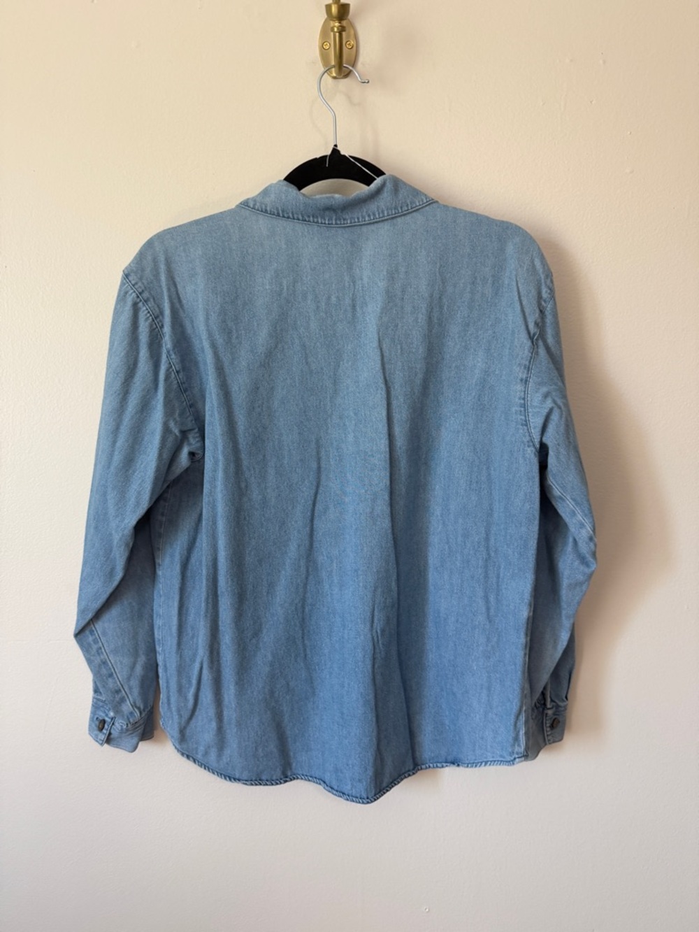 Vintage denim button up with floral embroidered collar size MP 100% cotton - Picture 4 of 5